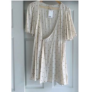 Satin polka dot wrap dress